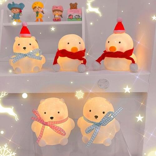 W&G Cute Little Duck Night Light Bear Night Light Christmas Gift Girl Heart Bedroom Christmas Atmosphere Light Christmas Decor