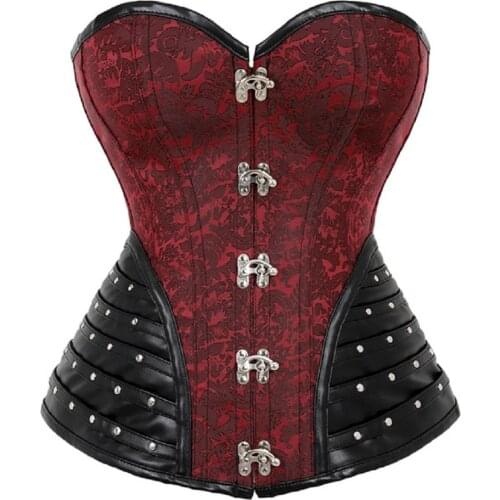 Women Corset Sexy Gothic Steampunk Corsets and Bustiers Lace up Spiral Steel BONED Lingerie Body Shaper Slimming Top Burlesque