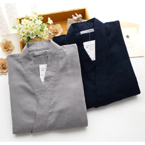 Women Traditional Pajamas Set Cotton Robe Pants Kimono Haori Yukata Nightgown Japan Style Soft Gown Sleepwear Obi Outfits Men