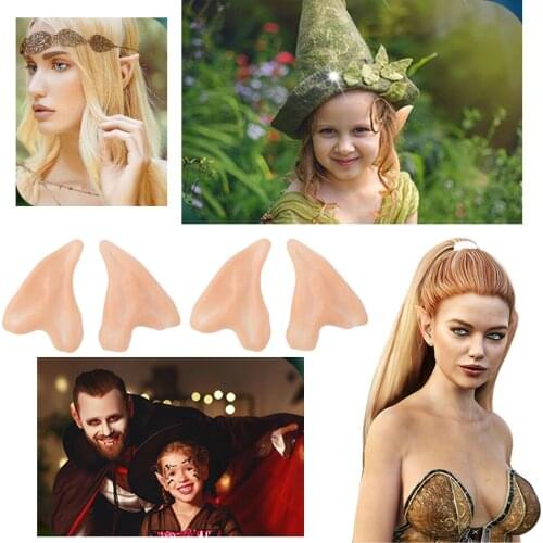 1pair Mysterious Angel Elf Ears Latex Ears for Fairy Cosplay Costume Accessories Halloween Decoration Photo Props Adult&Kids Toy