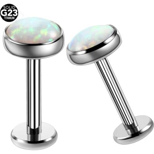 1PC 16G Titanium Opal 17 Labret Lip Stud Rings Stone Style Lip Piercing Lip Stud Piercings Titanium Piercing Sexy Body Jewelry