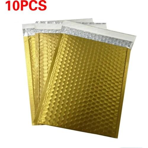 10X Gold Mailers Padded Shipping Envelope Bubble Mailing Bag Plating Paper Bubble Envelopes Bags Christmas Package Gift Holders
