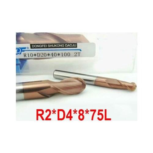 2F-R2.0*4*8*75,Long carbide end mills,Carbide Square Flatted End Mill, flute,coating:NANO,Factory