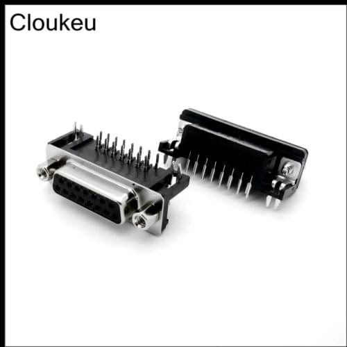 5Pcs DR15 hole Female Bending Pin 90DEG connector DR15 serial port DB15F adapter