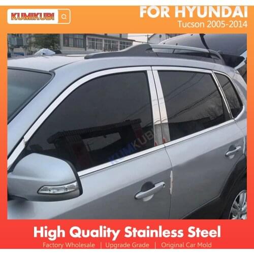 Car Styling 8Pcs/set Stainless Steel Center Pillar B+C Window Trim Mouldings Decoration For Hyundai Tucson 2005-2014