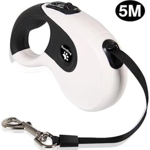 EuroDog Auto Strip Dog Walking Leash 5 Mt Black-White 397732766