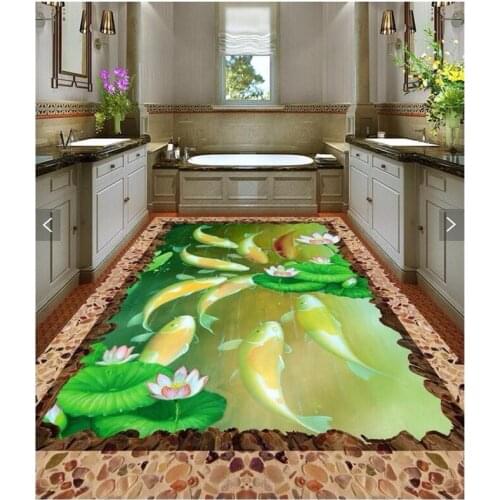 Beibehang Custom Photo Floor 3D Wallpaper clear river stone Bathroom Floor Mural PVC Wallpaper Self-adhesive Floor Wallpaper-3d