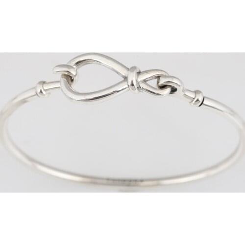 S925 Sparkling Infinity Knot Bangle Bracelet for Women Girl Lady Gift