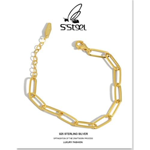 SSTEEL Chain Bracelets For Women 925 Sterling Silver Korean Minimalist Designer Gold Bracelet Bijoux Femme Argent 925 Jewellery