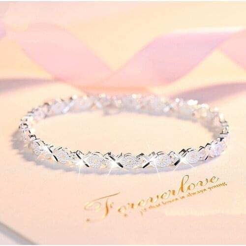 Top Quality Silver Plated Bracelets For Women Wedding Accessories Lady Fahsion Zircon Geometric Bracelet Girl Gift Wholesale