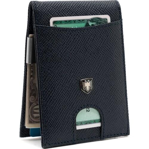 CHQEL Money Clip Leather Wallet - Mens Wallets Slim Front Pocket RFID Blocking Geniune Leather Card Holder Minimalist Gift Box