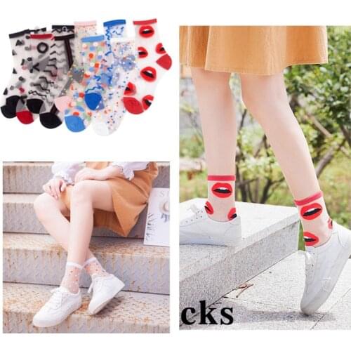 1 pair Glass stockings in the tube womens crystal stockings fashion stockings summer transparent thin stockings wave point