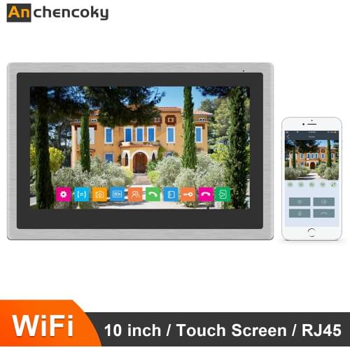 Anchencoky10Inch WiFi Video Doorbell IP Video Door Phone with Record Motion Detection Remote unlock Wireless Intercom Monitor