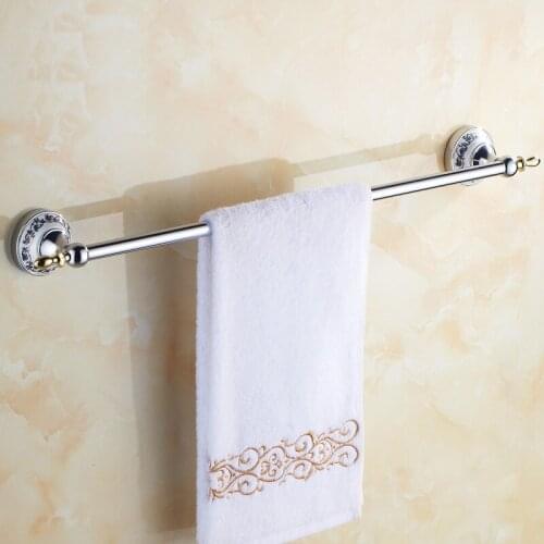 Art copper single towel bars rack chrome, European antique bathroom towel bars, Brass toilet wall hanging towel rack shelf