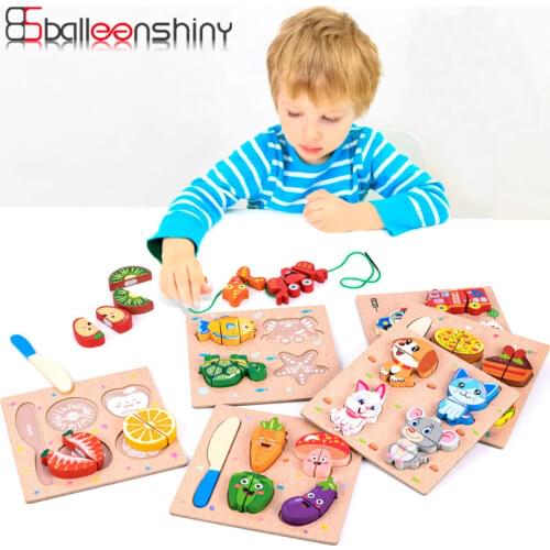 Childrens Building Block Toys Kitchen Simulation Early Education Toys Threading Colorful Shape 18*18cm For 0-3years Baby Gift