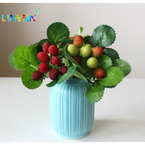 2pcs plant artificial flower fruit decoration fruit paddle wild strawberry Artificial wedding decorations Country plants t49
