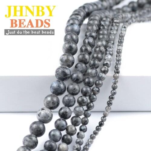 JHNBY Natural Stone Black Labradorite Spectrolite 4/6/8/10/12MM Round Loose Beads for Jewelry Bracelets Making DIY Accessories
