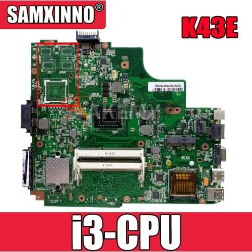 K43E Motherboard with i3 CPU For ASUS A43E P43E K43E K43SD Laptop motherboard K43E Mainboard Motherboard REV 5.0 Tested 100% OK