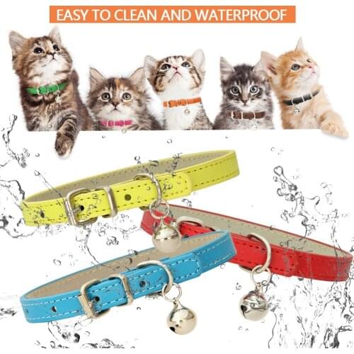 Cartoon Dog Cat Collars with Bell Adjustable PU Buckle Collar Cat Pet Supplies Accessories Collar Small Dog Chihuahua Pet Decor