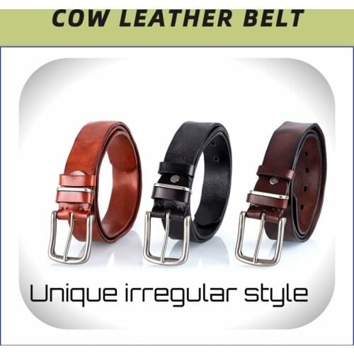Men cow LeatherTop Layer Casual High Quality Belt Design Pin Buckle Genuine Leather Belts For male Cowhide star