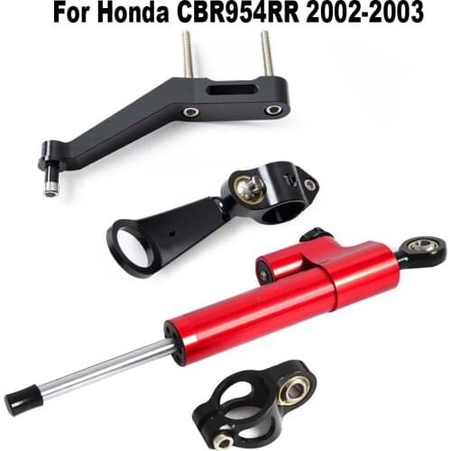 New Black CNC Aluminum Steering Damper Mounting Kit for Honda CBR954RR 2002-2003 CNC Steering Damper Stabilizer