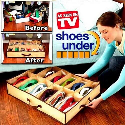 Shoe Organizer 12 Pairs Closet Organizer 12 Shoes Storage Holder Bag Container Case Storer for 12 Shoes
