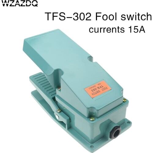 Treadle switch Foot switch controller self-reset tfs-302 power switch aluminum shell cover silver contact 15A250V
