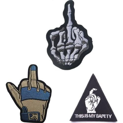 Glove Embroidery Hand Patch Skull Triangle Armband Finger Tactical Military Patches Combat Emblem Appliques Embroidered Badges