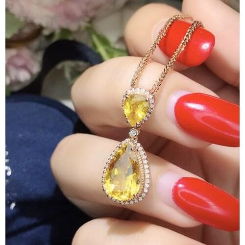 18K Rose Gold Pendant Water Drop Topaz cz Choker Pendants Necklaces for Women Bridal Party Wedding jewelry Gift