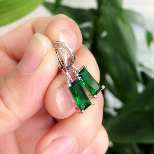 Rectangle Zircon Earrings For Women Pink Ears Jewelry Accessories Fashion Party Decorations Earings pendientes