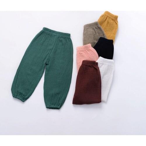 Summer Boys Girls Casual Pants Baby Thin Cotton Trousers Anti-mosquito AC Room Home Wear Clothing Children Kids Harem Pants 2-6T