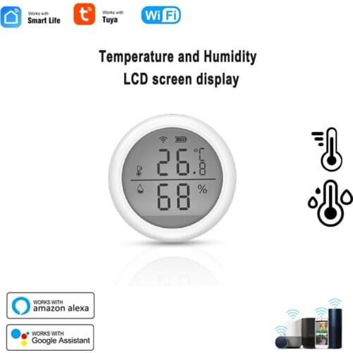 Tuya WiFi Smart Temperature Humidity Sensor Smart Home Hygrometer Thermometer With LCD Display Works With Alexa Google Home