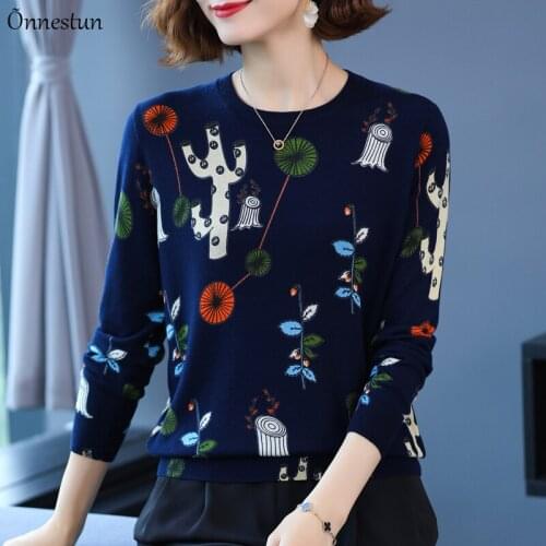 Lovely Print Sweater Women Autumn Spring Pullovers Knitted Sweater Korean Style Long Sleeve Top Pull Femme Soft Sweaters