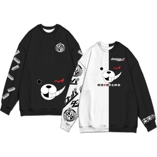 Adult Unisex Anime Danganronpa Monokuma Cotton Sweatshirt Hoodies Fleece Costumes For Woman Man Sweater Pluz Size