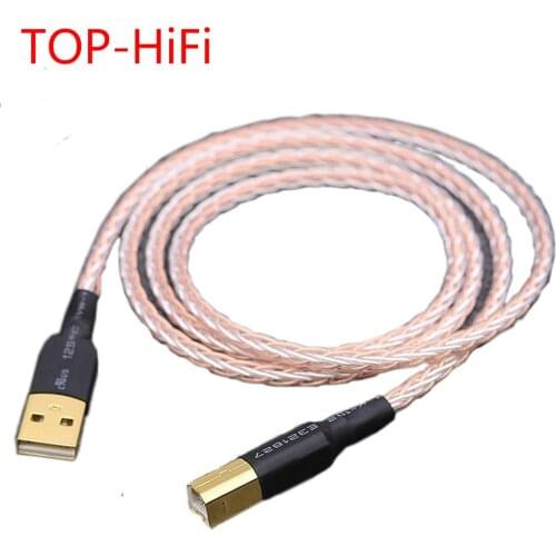 TOP-HiFi 8xTwist 7N OCC Silver Plated USB Cable DAC A-B OCC Silver Plated Digital USB 2.0 Type A to B Male Audio Cable