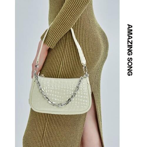 Amazing Song Underarm Armpit Bag Serpentine Synthetic Leather Zipper Chain Niche Design AS Bag
