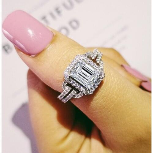 Moonso 925 Sterling Silver Ring Finger Anel Aneis CZ Stone For Women Jewelry Pure Wedding Engagement Personalized R2101