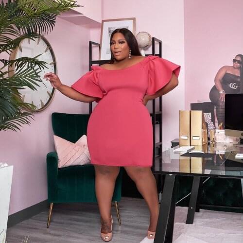 Office Lady Womens Bandage Bodycon Dress Elegant Off The Shoulder Butterfly Sleeve Dresses Fashion Body-shaping Robe Femme