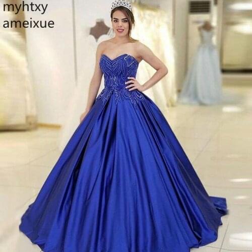 2020 New Royal Blue Sexy Ball Custom Plus Size Evening Gown Dresses For Women Vestidos De Fiesta Noche Arabic Robe De Soiree