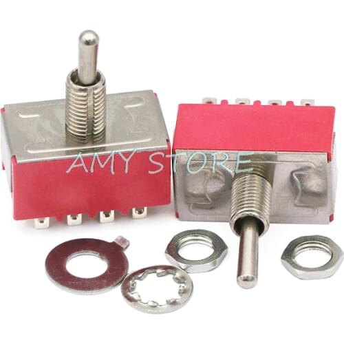10Pcs 12 Pin Ternimals Mini Toggle Switch 4PDT ON-ON/ON-OFF-ON Latching 2A250V/5A125VAC MTS-402 MTS-403