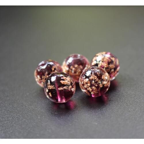 10pcs/lot 12mm Lampwork Glass Beads Glass Luminous Beads Burgundy Color With Shinning Sand for earring necklace making
