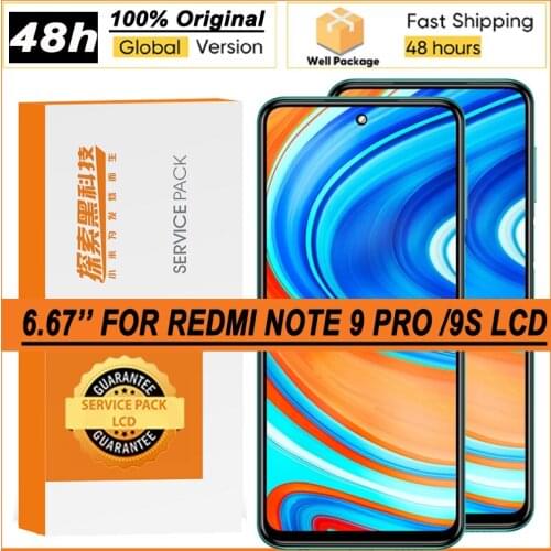 100% Original 6.67" IPS Display with frame for XiaoMi Redmi Note 9 Pro LCD Touch Screen Digitizer Assembly Note 9S Repair Parts