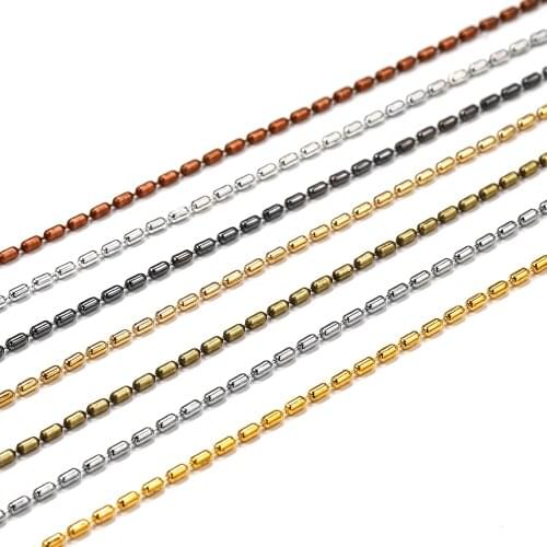 2m/Lot 1.5mm 7 Color Bulk Copper Cylindrical Bead Chain Bamboo Extend Chains Necklace Bracelet for DIY Jewelry Making Supplies
