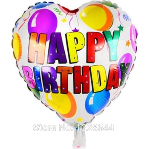 Free 20pcs Event party Happy Birthday decoration heart foil balloons Party supplies 18" printed heart balloon wholesale