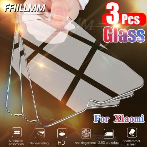 3Pcs/lot 9D Protective Glass For Xiaomi 10 9 8 lite 5g Tempered Glass For Mi 10T 9T A3 Screen Protector For Mi Poco F2 X3 M3 C3