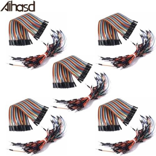 5Sets/ Lot 65PCS Breadboard Tie Line Jumper Cable + 40PCS Dupont Wire 20cm Cable Line 1P-1P Female To Female Wire
