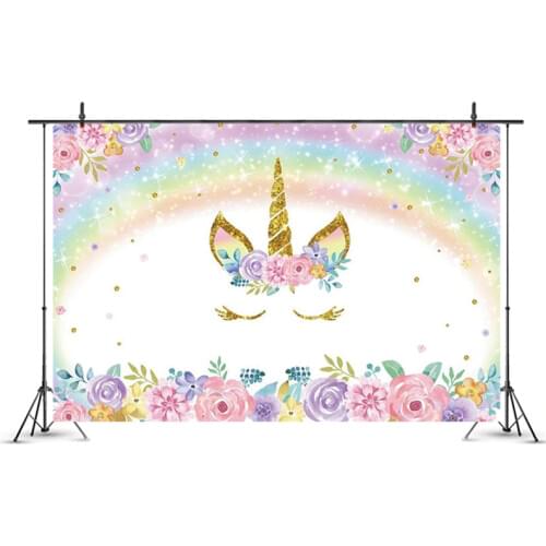 90*150cm Unicorn Birthday Party Decorations Kids Unicorn Party Backdrop Rainbow Photography Background Baby Shower Decoration