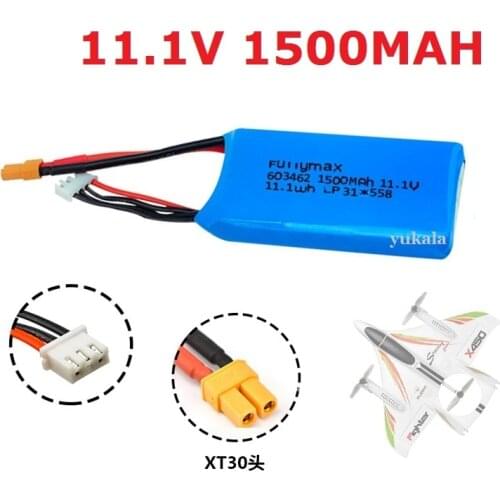 3S 11.1v 1000mAh/1500mAh Lipo Battery for XK X450 FPV RC Drone Spare Parts 11.1 v Rechargeable Lipo Battery XT30