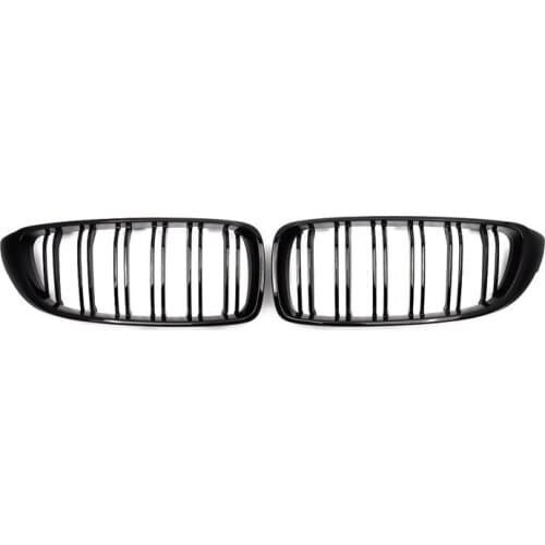 2Pcs Car Double Slat Line Front Kidney Grille Auto Front Bumper Racing Grille Acessories For BMW 4 Series F32 F33 F82 F83 M4