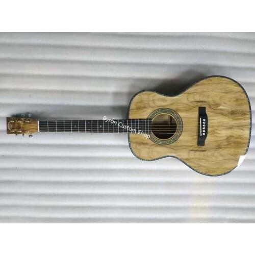 Free shipping all solid european maple wood guitar OM custom handmade solid OM 14 frets AAA solid maple acoustic guitar